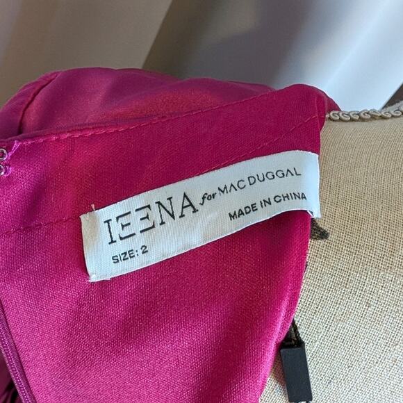 Mac Duggal Asymmetrical Draped Long Sleeve Mini Dress Magenta Size 2 - Picture 6 of 16